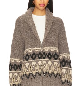 JOES THE INGA FAIRISLE CARDIGAN CHARCOAL BROWN