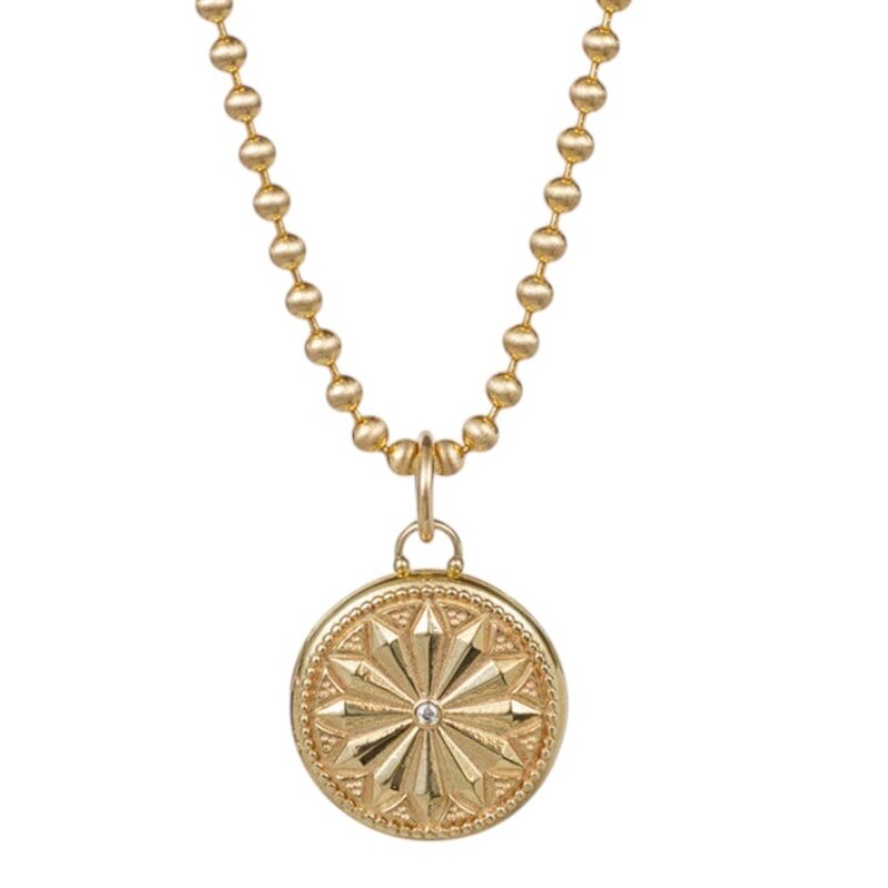 Lulu SUN LOTUS LOCKET ON GF ELONGATED CHAIN 18-20"