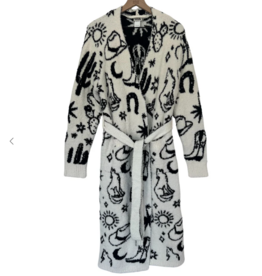 LOCAL BEACH Western Luxe Robe Black/Cream