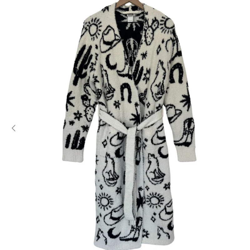 LOCAL BEACH Western Luxe Robe Black/Cream
