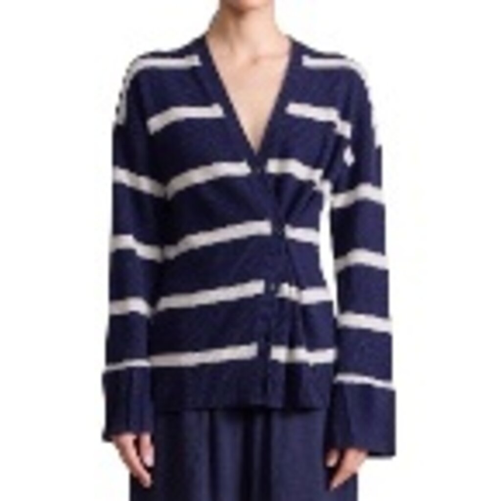 APIECE APART ANA WRAP CARDI NAVY & CREAM STRIPE