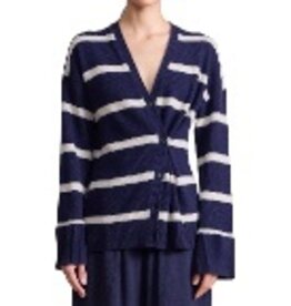 APIECE APART ANA WRAP CARDI NAVY & CREAM STRIPE