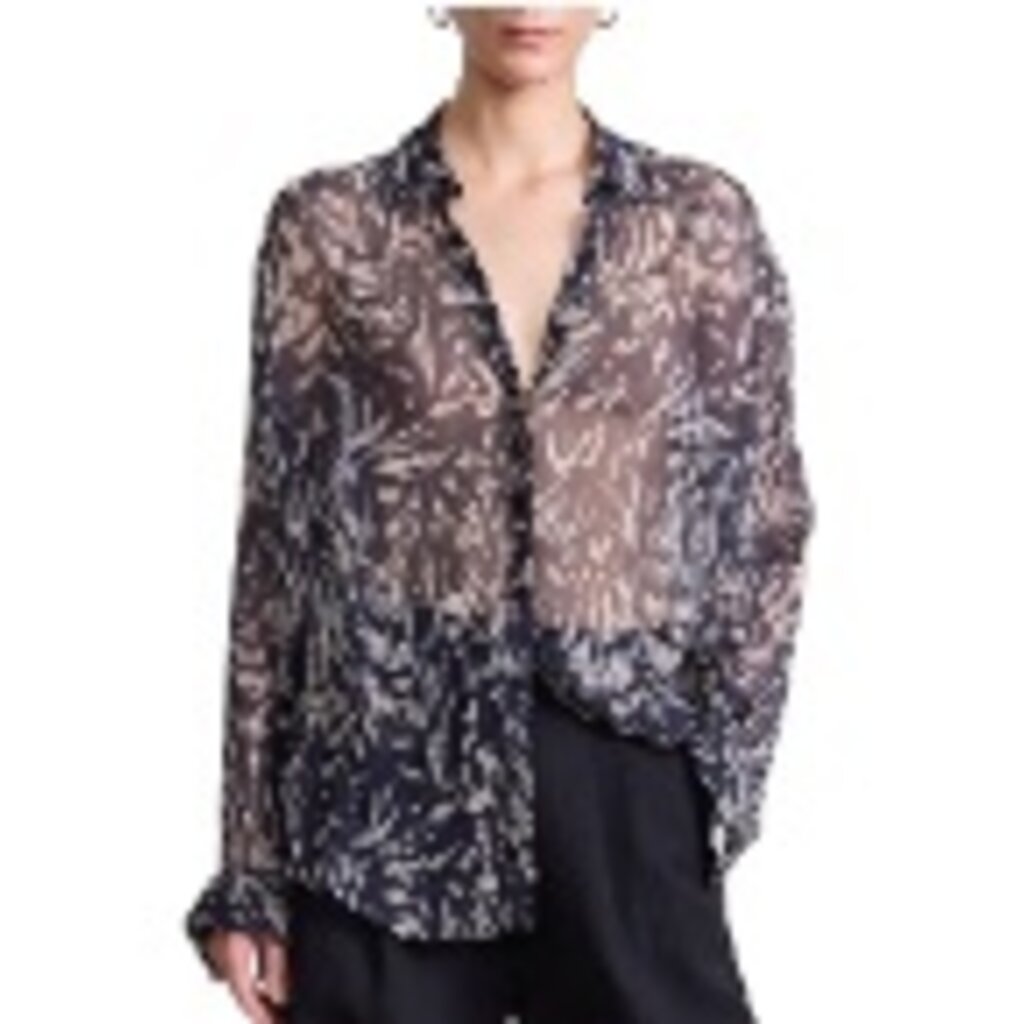 APIECE APART ALVA BUTTON UP ABSTRACT ANIMAL MIDNIGHT