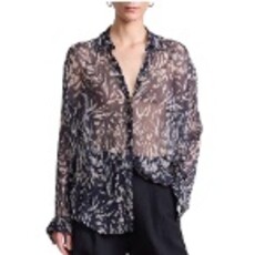 APIECE APART ALVA BUTTON UP ABSTRACT ANIMAL MIDNIGHT