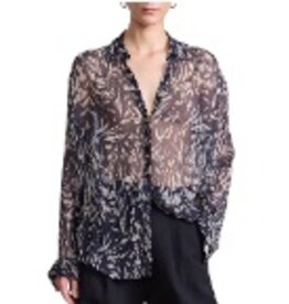 APIECE APART ALVA BUTTON UP ABSTRACT ANIMAL MIDNIGHT