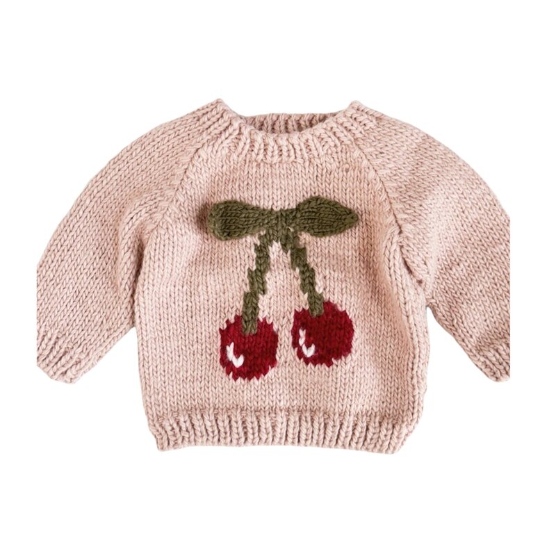 The Blueberry Hill Cherry Pullover Sweater Baby Kid Fall Winter Fruit Gift Blush