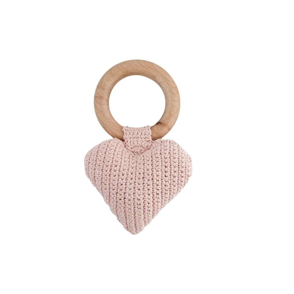 The Blueberry Hill Teether Heart Cotton Crochet Rattle Baby Toy Valentine's