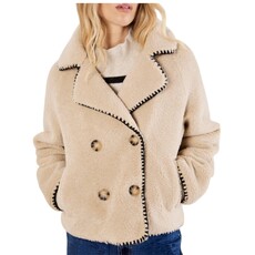 APRICOT INC Teddy Blanket Stitch Edge Jacket Stone