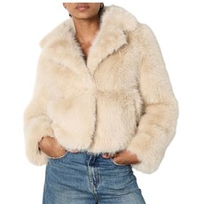 APRICOT INC Fur Collar Short Coat Cream