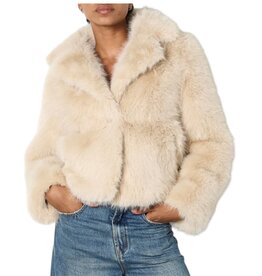 APRICOT INC Fur Collar Short Coat Cream