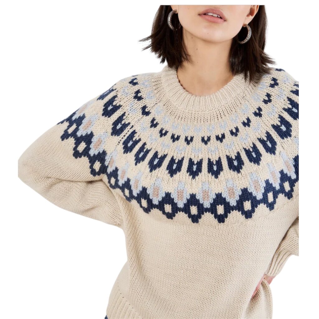 APRICOT INC Apricot Fairisle Crew Neck Jumper Stone
