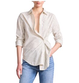 APIECE APART SODI WRAP BUTTON UP CREAM & NAVY