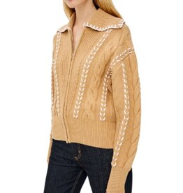 Rails LUNE SWEATER CAMEL IVORY BLANKET STITCH