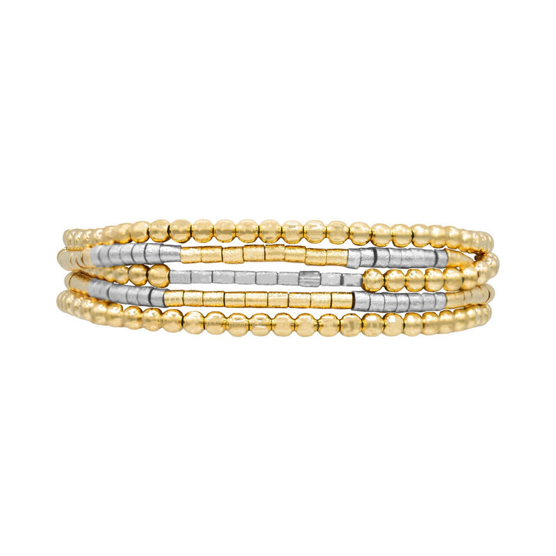 Marcia Moran Juju Beaded Bracelet Gold/Rhodium