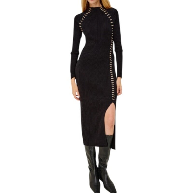 Rails IMARA DRESS BLACK OAT BLANKET STITCH