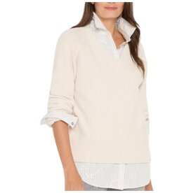 V NECK SHAKER STITCH CLCRM