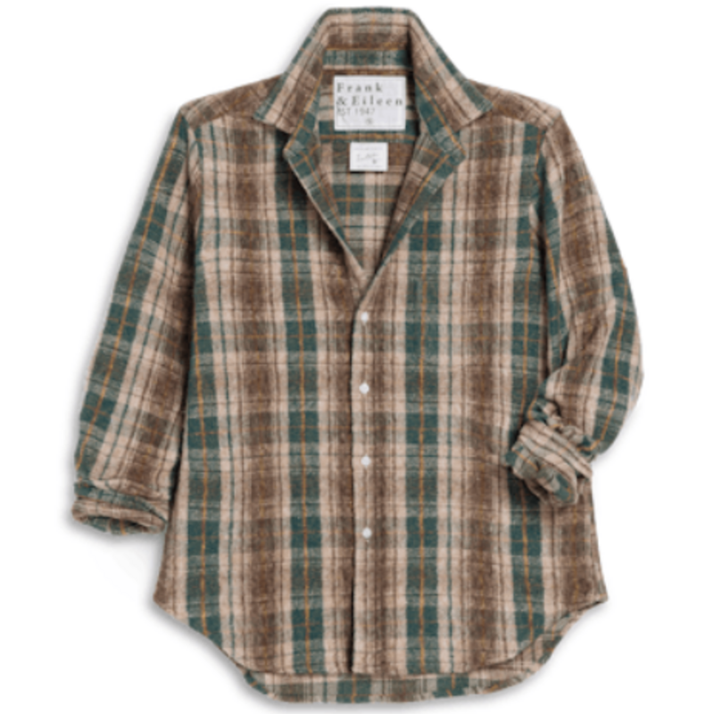 Frank & Eileen EILEEN Relaxed Button-Up Shirt Brown, Green Sand Plaid