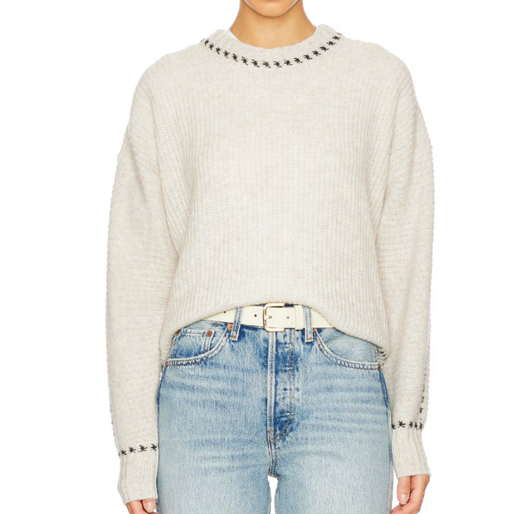 AUTUMN CASHMERE CREW W CONTRAST SIDE MOJAVE/BLACK