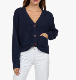 AUTUMN CASHMERE CROPPED BOXY CARDI NAVY BLUE