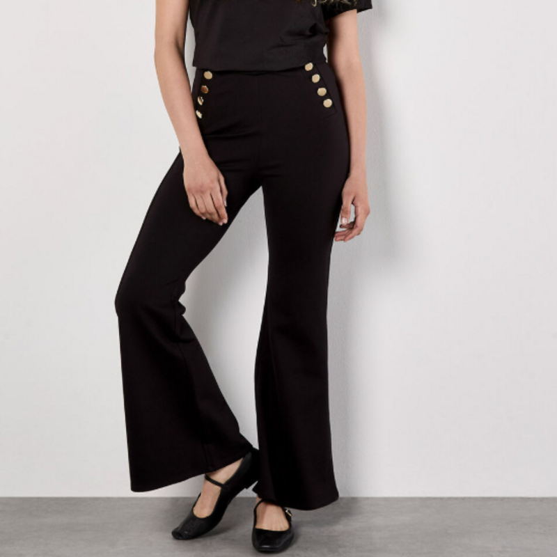 APRICOT INC Royal Btn Ponte Flare Trs Black