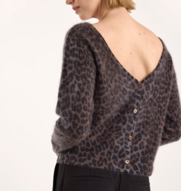 BRODIE BELLE BRUSHED LEOPARD BUTTON BACK SOFT CAMEL