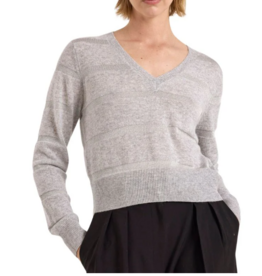 BRODIE SIMONE LUREX STRIPE CREW SUPER GREY