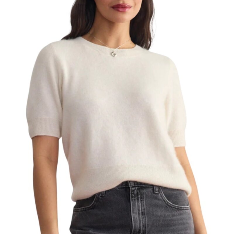 Margaret O'Leary BRUSHED CASHMERE TEE CHALK