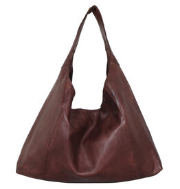 LIL LINDSEY LEATHER SHOULDER BAG BROWN