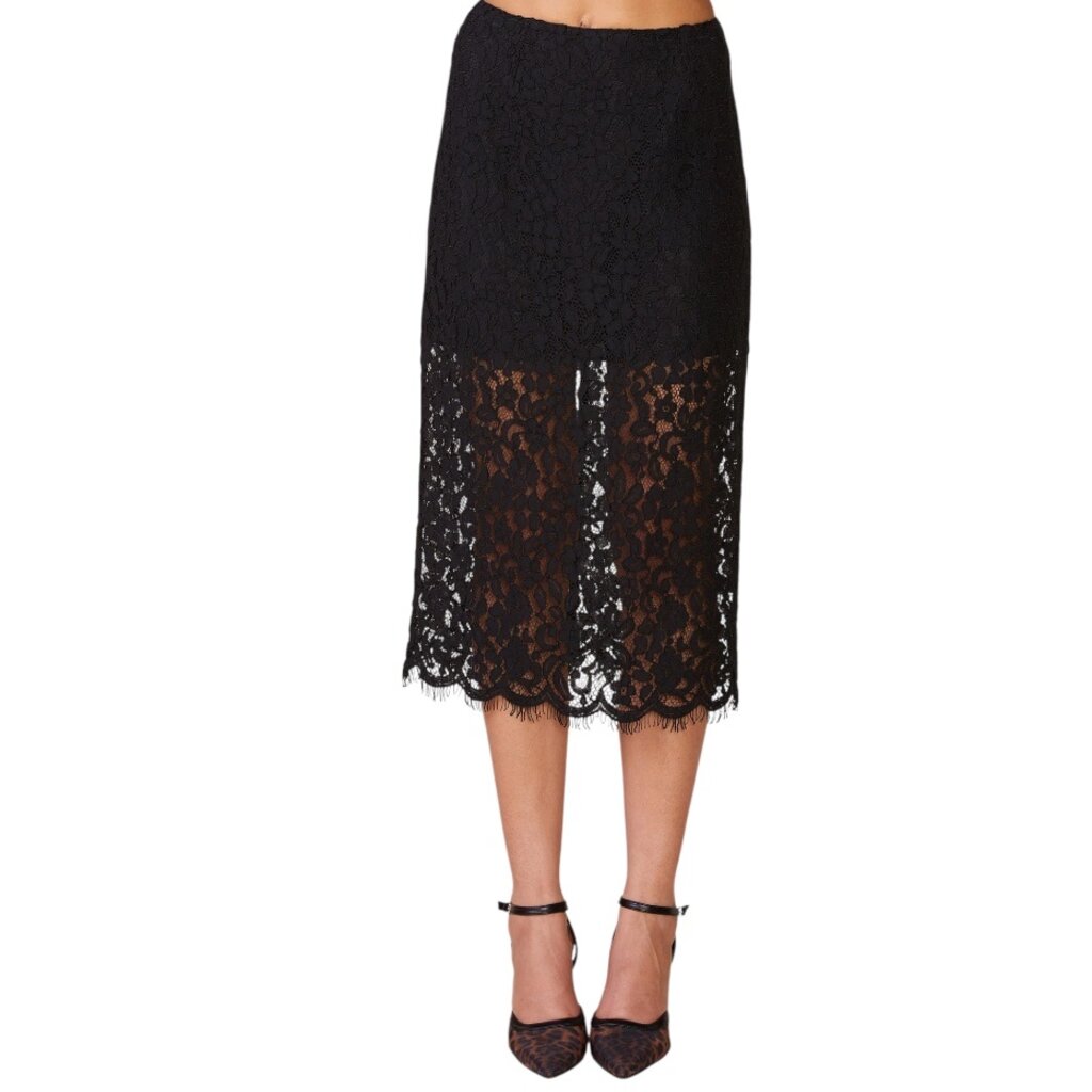 ANTHEM LACE MIDI SKIRT BLACK