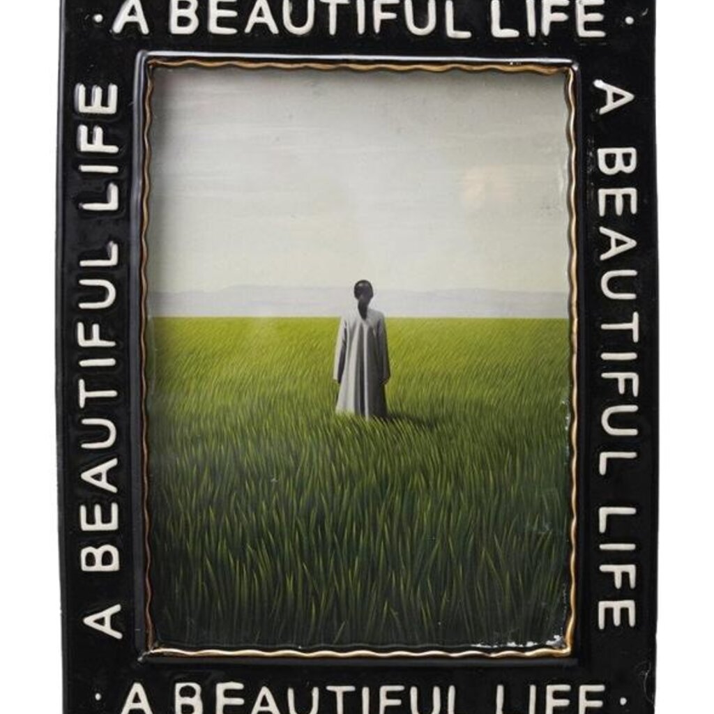 7-1/2"W Stoneware Picture Frame "A Beautiful Life"