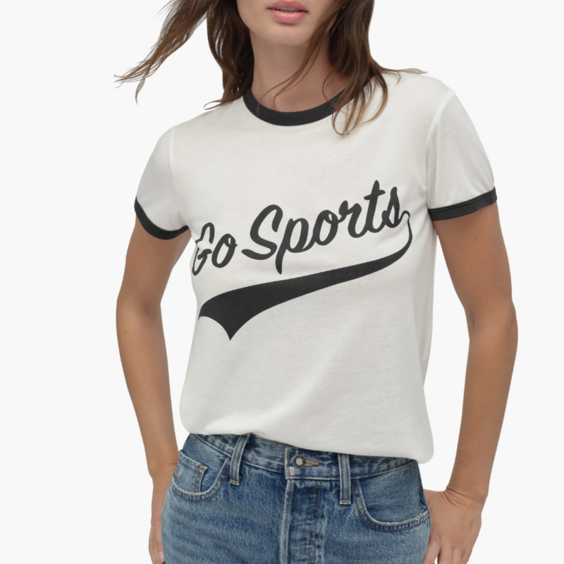 FAVORITE DAUGHTER THE GO SPORTS RINGER TEE  OFF WHITE/BLACK