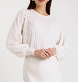 BRODIE PIXIE RIBBED CREW ORGANIC WHITE