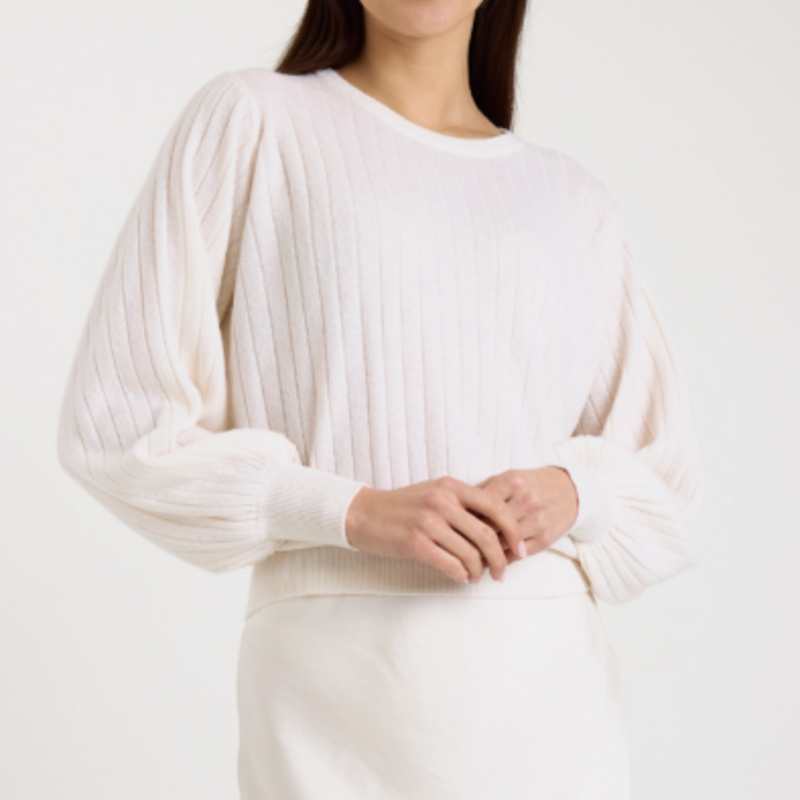 BRODIE PIXIE RIBBED CREW ORGANIC WHITE