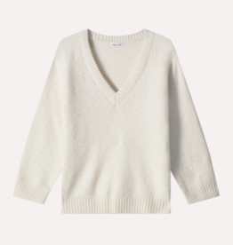 SPARKLE CASHMERE POWER SHOULDER V WHITE