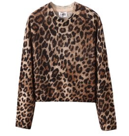 27 MILES FUZZY CASHMERE CROPPED PULLOVER PRINTED LEOPARD