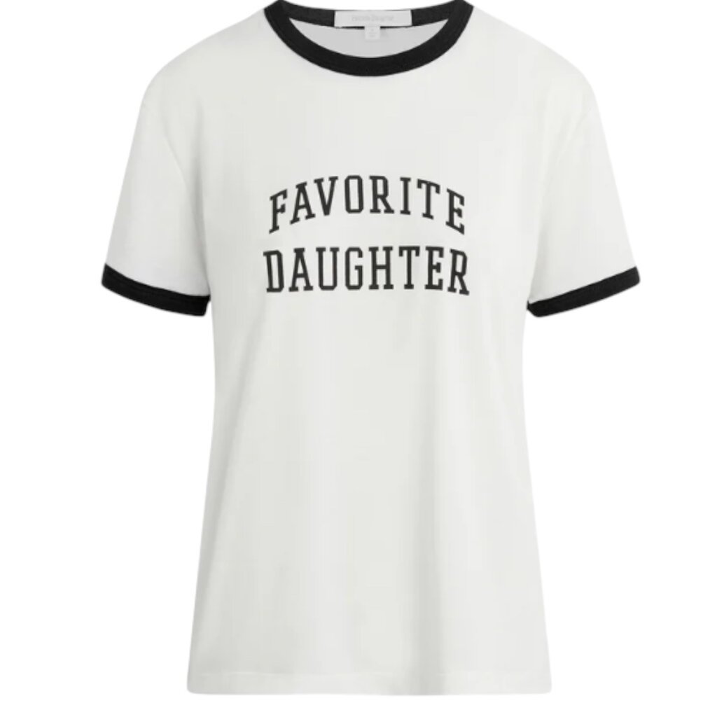 FAVORITE DAUGHTER RINGER LOGO TEE WHITE/BLACK