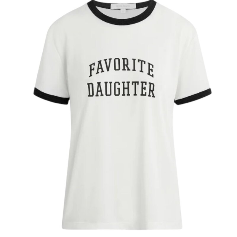 FAVORITE DAUGHTER RINGER LOGO TEE WHITE/BLACK