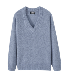 27 MILES CASHMERE V NECK OVERSIZED PULLOVER DENIM