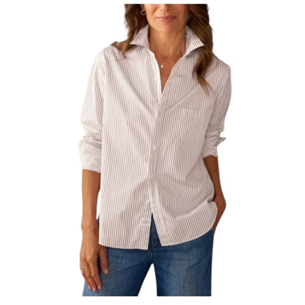 Frank & Eileen Eileen Cream Vertical Stripe