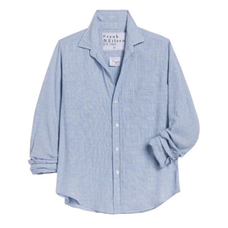 Frank & Eileen Barry Tailored Button Up Shirt Light Blue Plaid