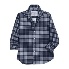 Frank & Eileen Barry Tailored Button Up Shirt Navy Light Blue Plaid
