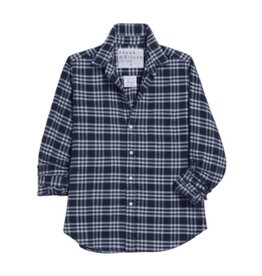 Frank & Eileen Barry Tailored Button Up Shirt Navy Light Blue Plaid