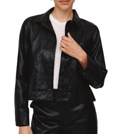 CROP POCKET BUTTON DOWN BLACK