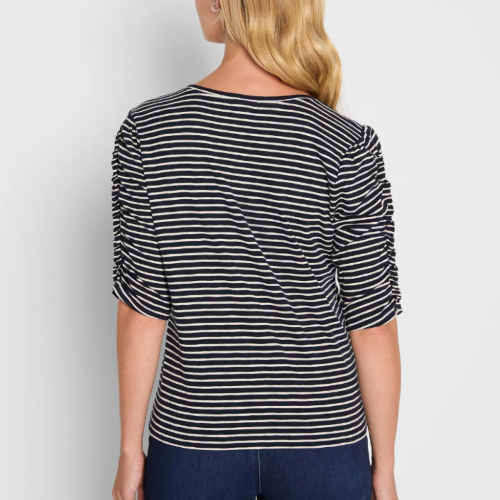Striped Ruched Elbow Indigo