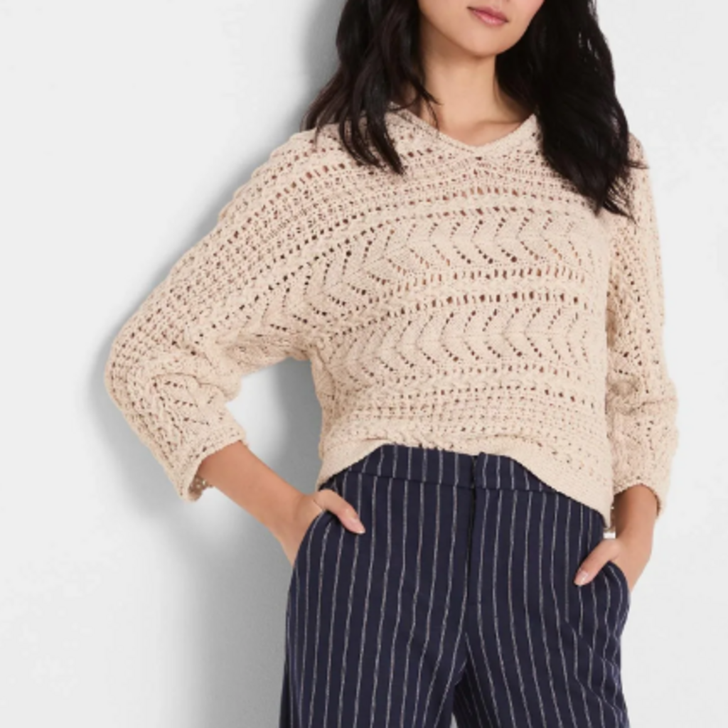 TAPE YARN STITCH SWEATER PALE