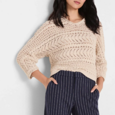 TAPE YARN STITCH SWEATER PALE