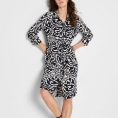 INDIGO LEAF DOUBLE CREPE DRESS INDIGO