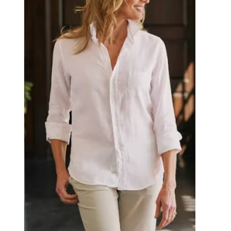 Frank & Eileen Eileen Woven Button Up White Linen