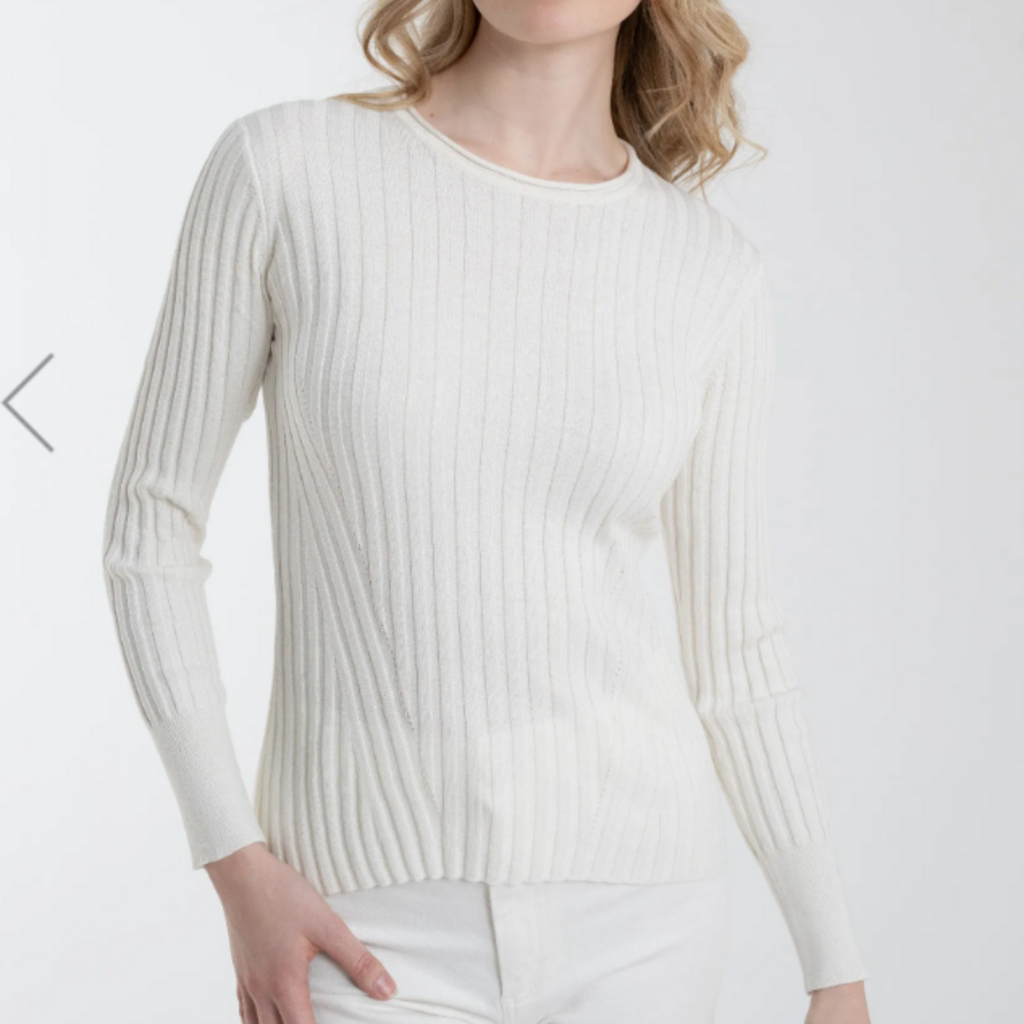 Cotton Cashmere Blair Rib Crew WHITE