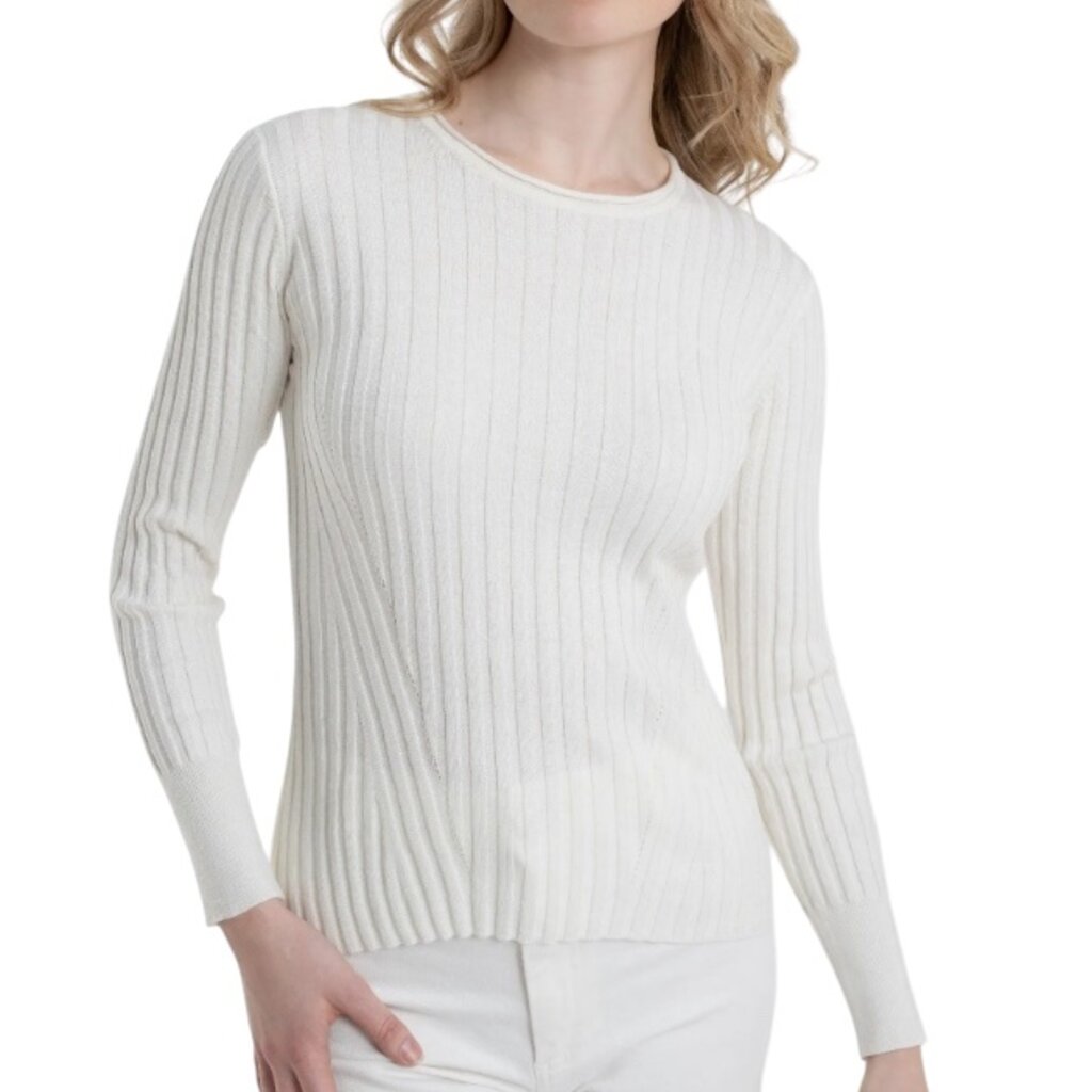 Cotton Cashmere Blair Rib Crew WHITE
